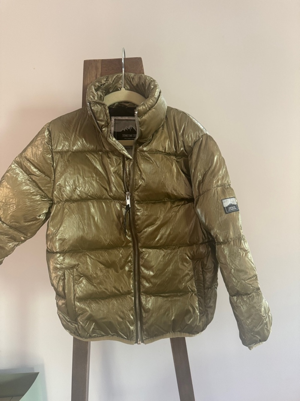 Sometime Soon- metallicOlive Green Puffer Jacket
